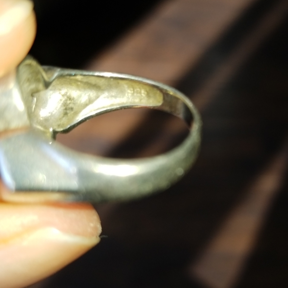 Abalone sterling silver hearts .925 ring, earrings - Picture 3 of 5